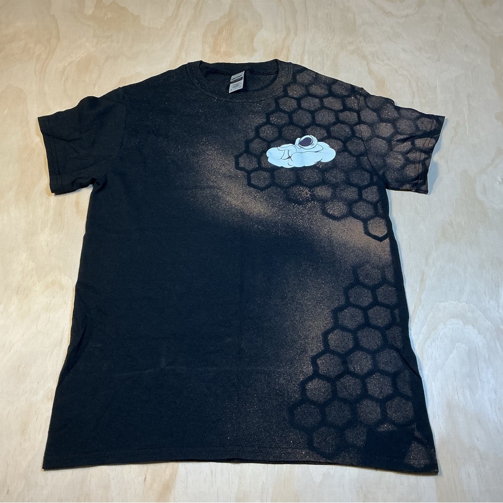 Black Graphic T-Shirt with Honeycomb Design